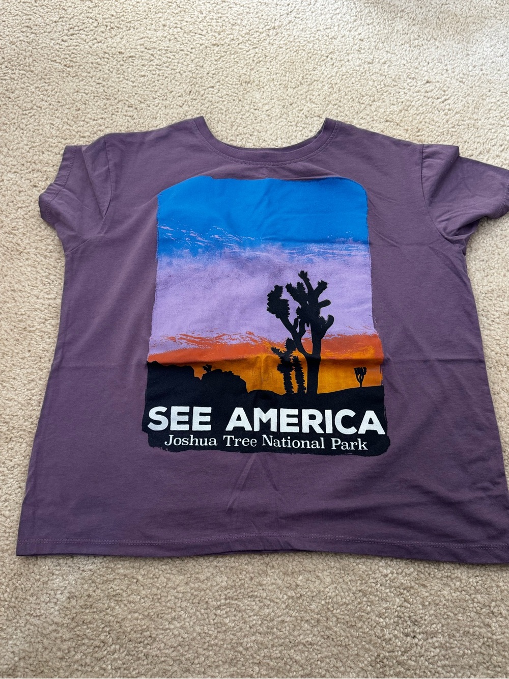 See America Joshua Tree Ladies T‑Shirt - Purple Sunset Graphic